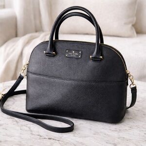 Kate Spade Black Leather Satchel Crossbody Bag Pebbled Cowhide